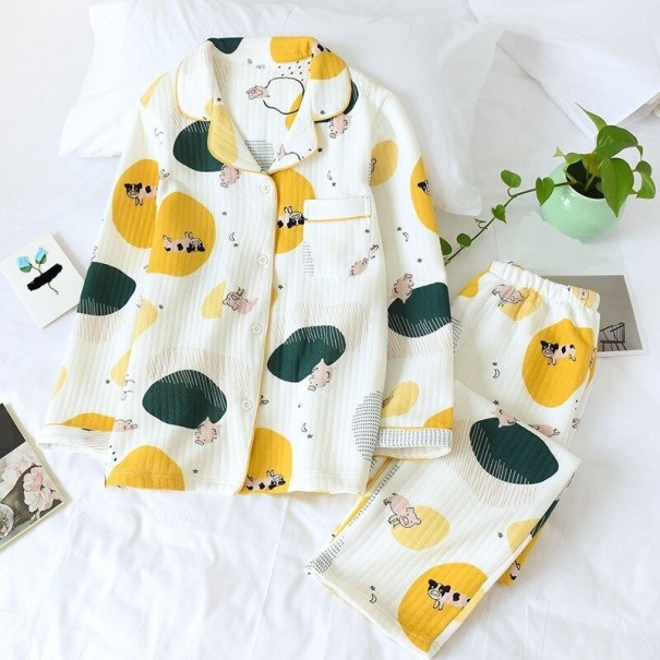 Naisten pyjama P2865 keltainen S