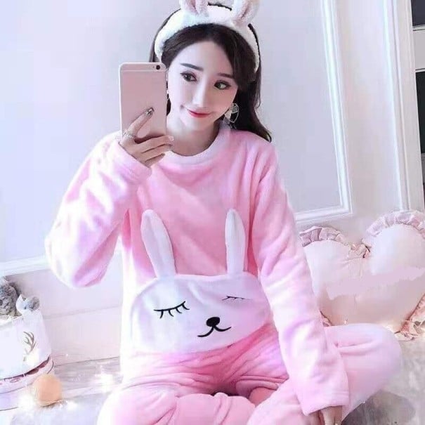 Naisten pyjama P2875 vaaleanpunainen XS
