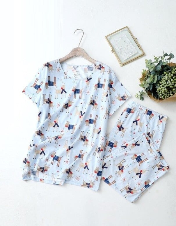 Naisten pyjama P2889 vaaleansininen XXL