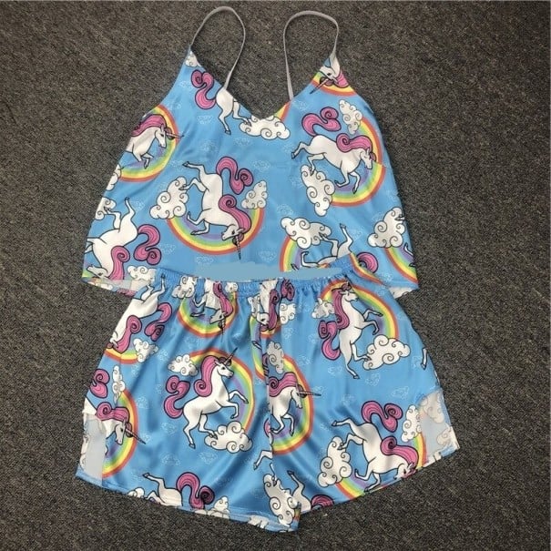 Naisten pyjama P2951 vaaleansininen M