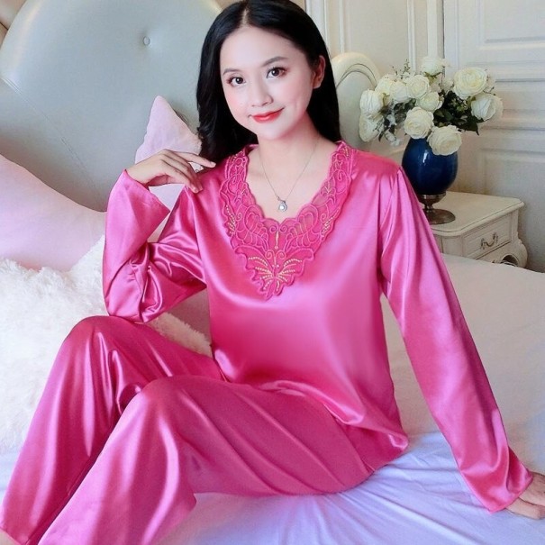 Naisten pyjama P3021 tummanvaaleanpunainen M