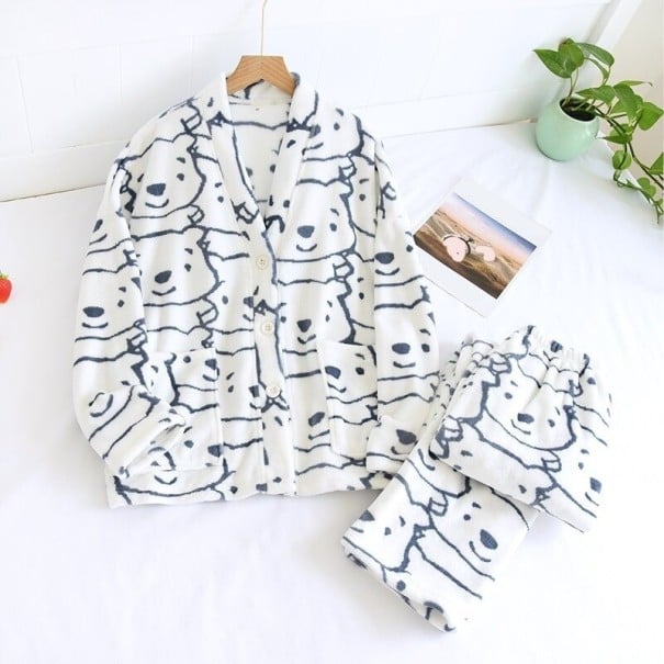 Naisten pyjama P3086 valkoinen S