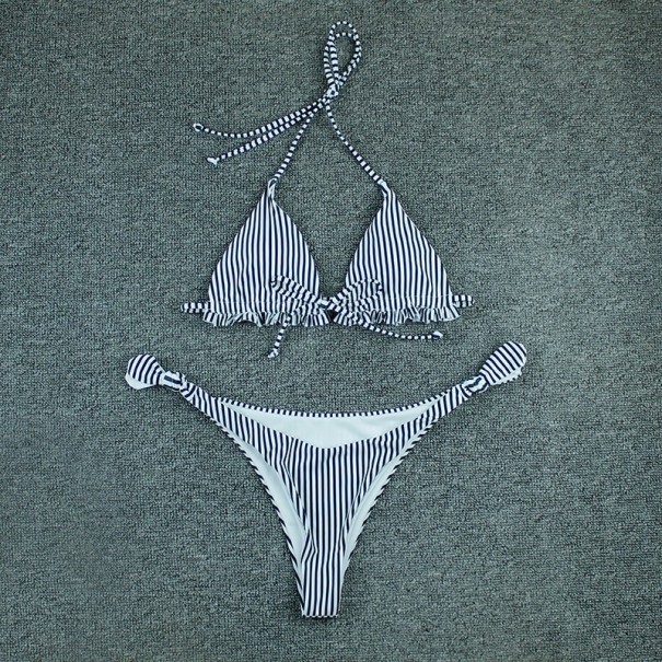 Naisten raidallinen bikini P520 musta XS