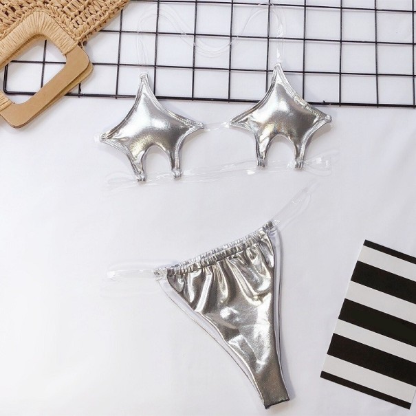 Naisten seksikäs bikini P627 hopeinen XS