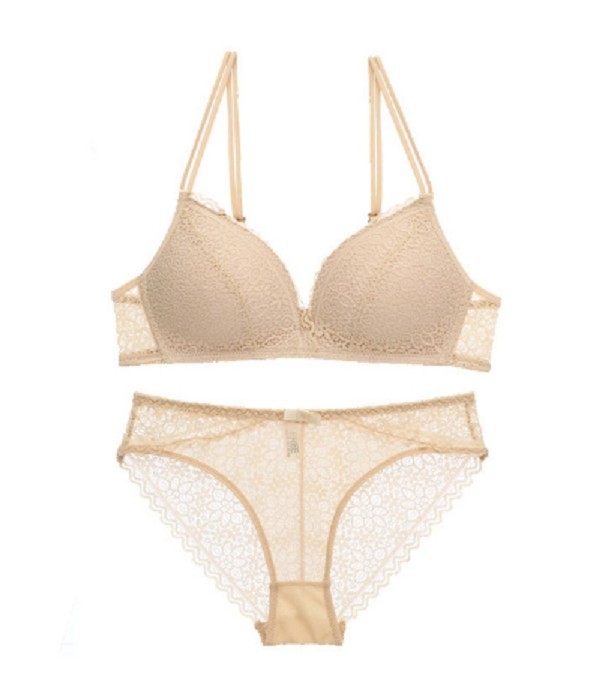 Naisten setti - rintaliivit ja pikkuhousut beige 65A