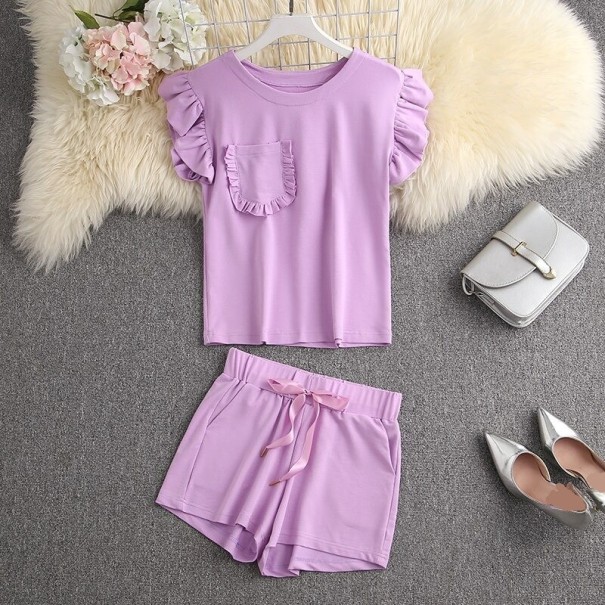 Naisten T-paita ja shortsit B1172 laventeli XS