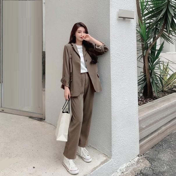 Naisten takki ja housut B1128 kahvinvärinen S