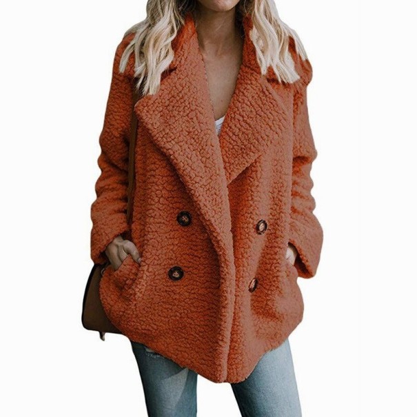 Naisten tekoturkistakki P1433 tiili 3XL