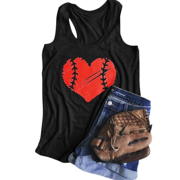 Naisten toppi baseball-aiheella musta S