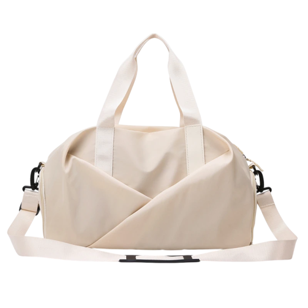 Naisten urheilulaukku Oxford 45 x 26 x 25 cm Vesitiivis tasku Kengätasku Matkalaukku olkahihnalla ja käsikahvalla Fitness harjoittelu beige