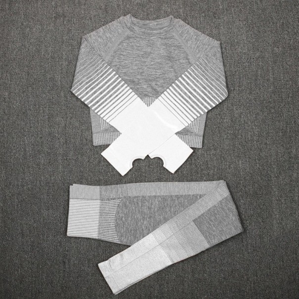 Naisten urheilullinen crop toppi ja leggingsit B1174 valkoinen L