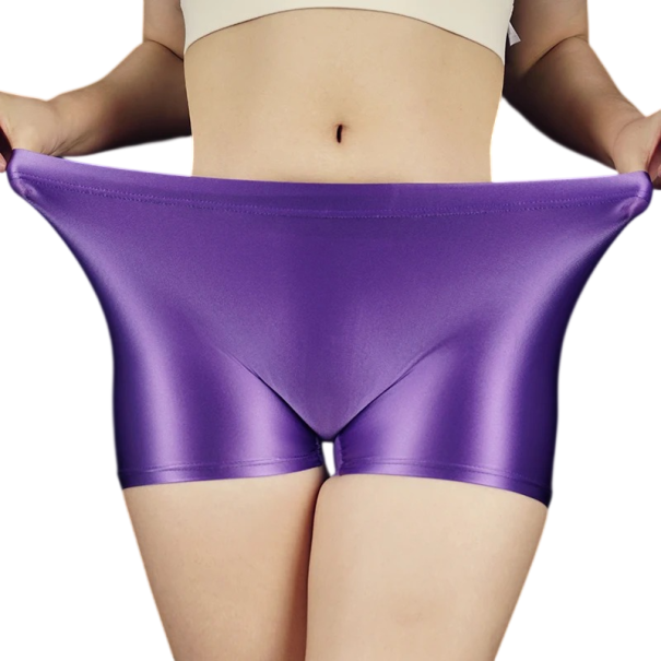 Naisten urheilushortsit Kiiltävät Yhdistevä Bambukuitu Spandex Joustavat mukavat fitness-shortsit violetti M