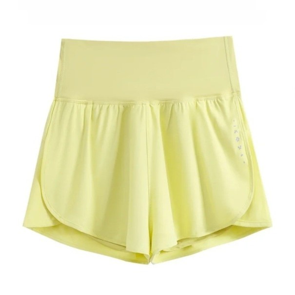 Naisten urheilushortsit Korkea vyötärö Taskuilla Yksivärinen Polyesteri Spandex Elastiset toiminnalliset shortsit juoksuun ja kuntoiluun keltainen L