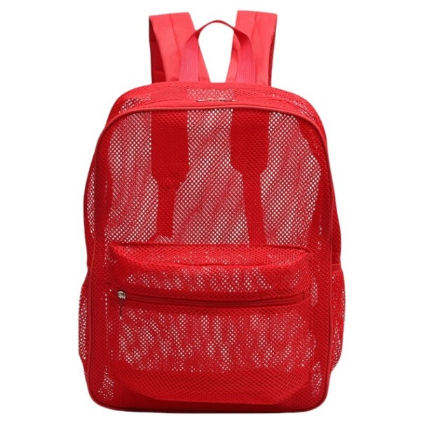 Naisten verkkomallinen reppu 41 x 26,5 x 14 cm Hengittävä kevyt vetoketjureppu sivutaskuilla Säädettävät olkahihnat punainen