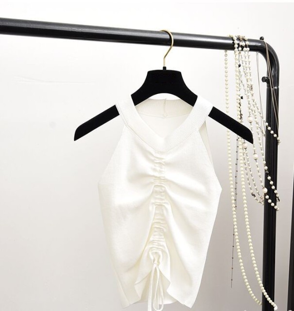 Naisten vetoketjullinen crop-toppi valkoinen