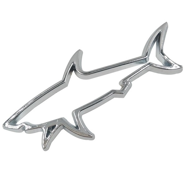 Naklejka na samochód 3D rekina srebrny