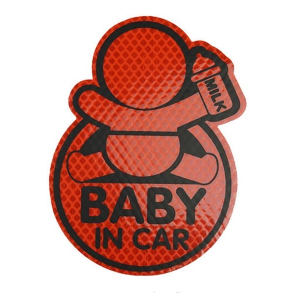 Naklejka odblaskowa na samochód Baby in car czerwony