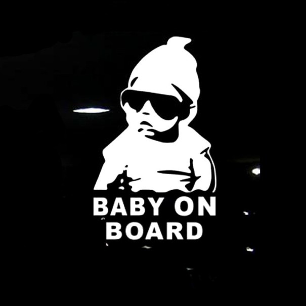 Naklejka samochodowa Baby on Board N1 biały