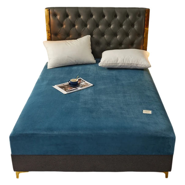 Napínací elastické flanelové prostěradlo 200 x 220 cm, Hladké měkké teplé prostěradlo, drží na místě tmavě modrá