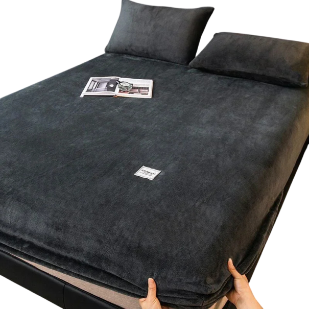 Napínací plyšové prostěradlo 90 × 200 × 25 cm Teplé zimní prostěradlo na matraci Měkký korálový fleece Elastické s gumou po obvodu černá