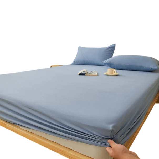 Napínací prostěradlo 140 x 190 x 30 cm Elastické prostěradlo na matraci Bavlna polyester Protiskluzové s gumou po obvodu Jednobarevné modrá