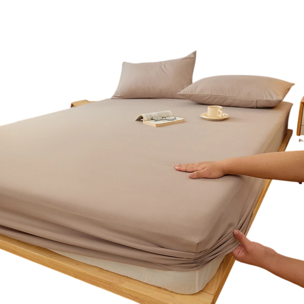 Napínací prostěradlo 180 x 220 x 30 cm Elastické prostěradlo na matraci Bavlna polyester Protiskluzové s gumou po obvodu Jednobarevné hnědá