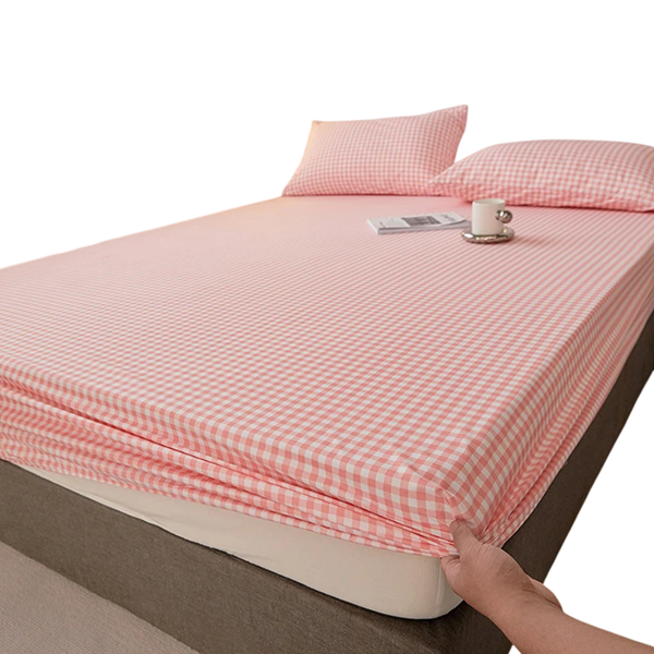 Napínací prostěradlo 200 x 220 x 30 cm Elastické prostěradlo na matraci Bavlna polyester Protiskluzové s gumou po obvodu Barevné růžová