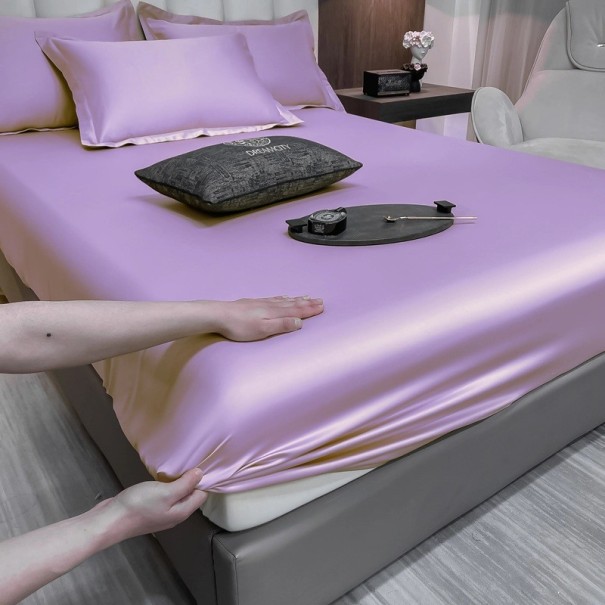 Napínací prostěradlo s gumou 400 TC rozměr 90 x 200 cm Jednobarevné hladké prostěradlo příjemné na dotek Pro matrace do 20 cm fialová