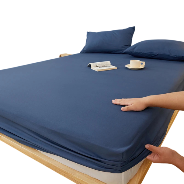 Napínacie prestieradlo 120 x 200 x 30 cm Elastické prestieradlo na matracích Bavlna polyester Protiskluzové s gumou po obvode Jednofarebné tmavo modrá