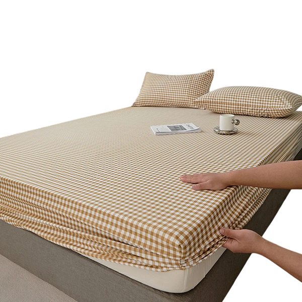 Napínacie prostěradlo 180 x 200 x 30 cm Elastické prostěradlo na matracách Bavlna polyester Protiskluzové s gumou po obvode Barevné hnedá