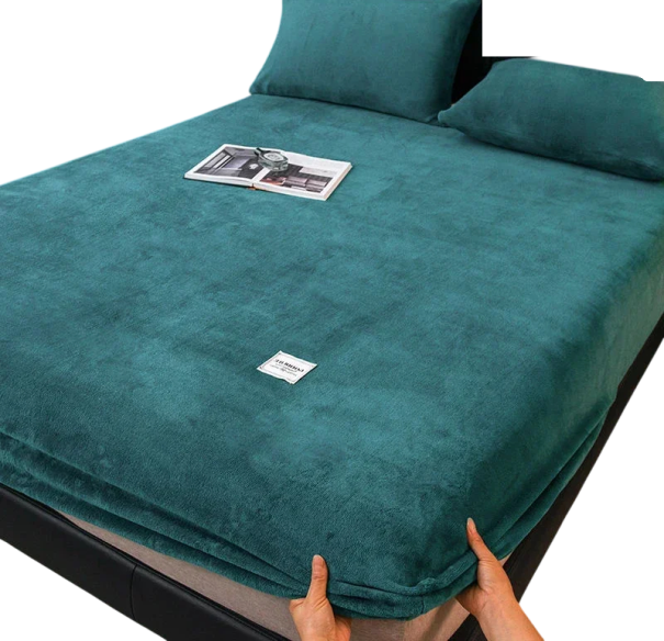 Napinające polarowe prześcieradło 180 × 200 × 25 cm Ciepłe zimowe prześcieradło na materac Miękki koralowy polar Elastyczne z gumą ciemnozielony