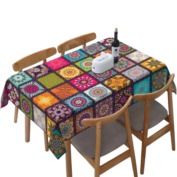 Nappe en polyester rectangulaire colorée 140 x 240 cm Housse de table décorative Nappe résistante et lavable pour la maison, les restaurants 1