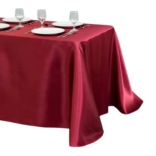 Nappe en satin unie 145 x 396 cm Nappe longue brillante pour table Décoration de mariage Textile de table pour célébrations et banquets Différentes couleurs bordeaux