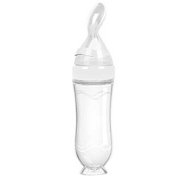 Nappflaska med sked 21 x 6 cm vit