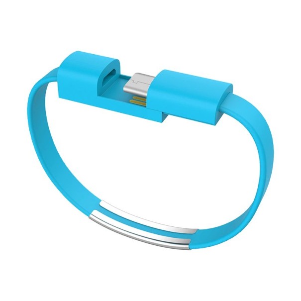 Náramek datový kabel USB na Micro USB / USB-C / Lightning modrá 2