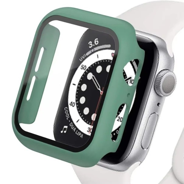 Nárazuvzdorný kryt pro Apple Watch 45 mm, 360° tvrzené sklo a ochranný rámeček pro Series 7, 8, 9, maximální ochrana displeje zelená