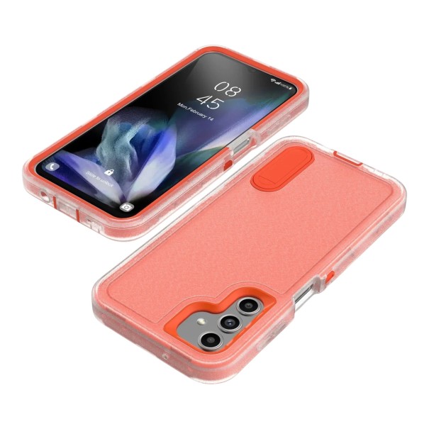 Nárazuvzdorný obal so stojanom na Samsung Galaxy A26 Zvýšený lem fotoaparátu 2,5 mm aj displeja 1 mm Drážky na bokoch Pre video na šírku oranžová