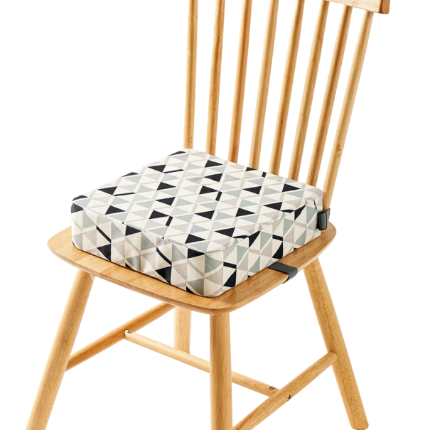 Nastavitelný dětský podsedák 32x32x8 cm Jídelní sedací podložka s bezpečnostními polštáři Vzor trojúhelníky Podložka z polyesteru 1