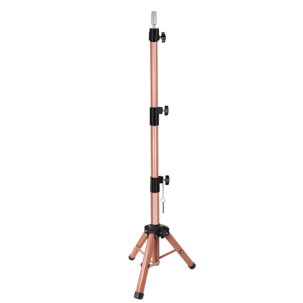 Nastavitelný stojan na paruky až 140 cm s otočným vrškem, nerezová ocel, stabilní stativ pro kosmetické salony hnědá