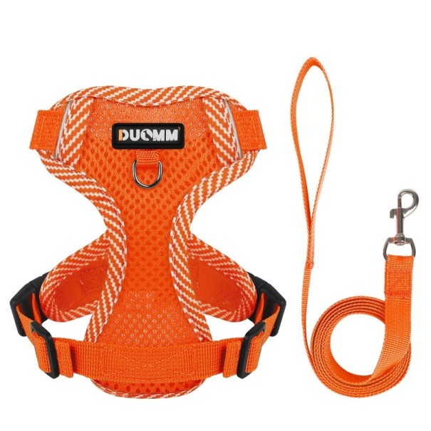Nastavovací bezpečnostný postroj pre psov s vodítkom Sieťovaný postroj pre malých psov Reflexné šíry s vodítkom Priedušná vesta pre psov 5,5 - 8,5 kg oranžová