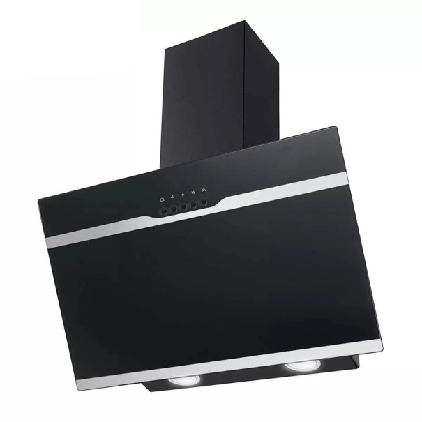 Nástěnná digestoř šikmá 350 m³/h 32,9 x 59,5 x 68,1 cm tvrzené sklo a nerezová ocel v černé barvě energetická třída A++ nad varnou desku 1