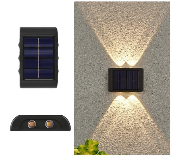 Nástěnná solární lampa 4 LED teplá bílá