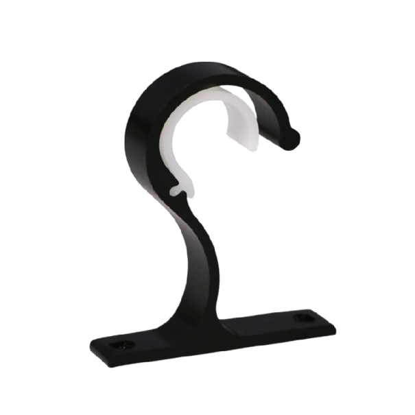 Nástěnné háčky na záclony držák tyče 7,5x8,3 cm montážní úchyt pro závěsy a garnýže ke stěně do interiéru černá