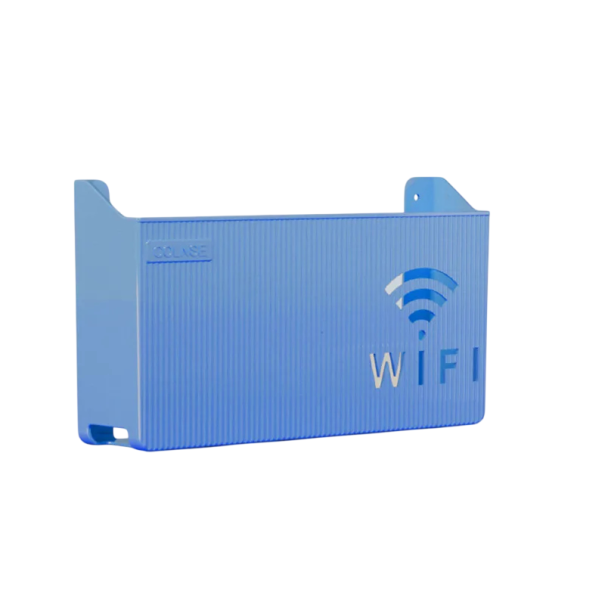 Nástěnný držák na WiFi router 24,5 x 14 x 6 cm Úložný box na modem Organizér na kabely a napájení modrá