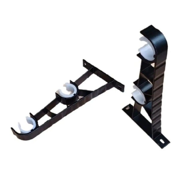 Nástěnný držák na záclonové tyče s dvojitým uchycením 18,5x9 cm hliníková slitina černý pro montáž garnýží a tyčí 1