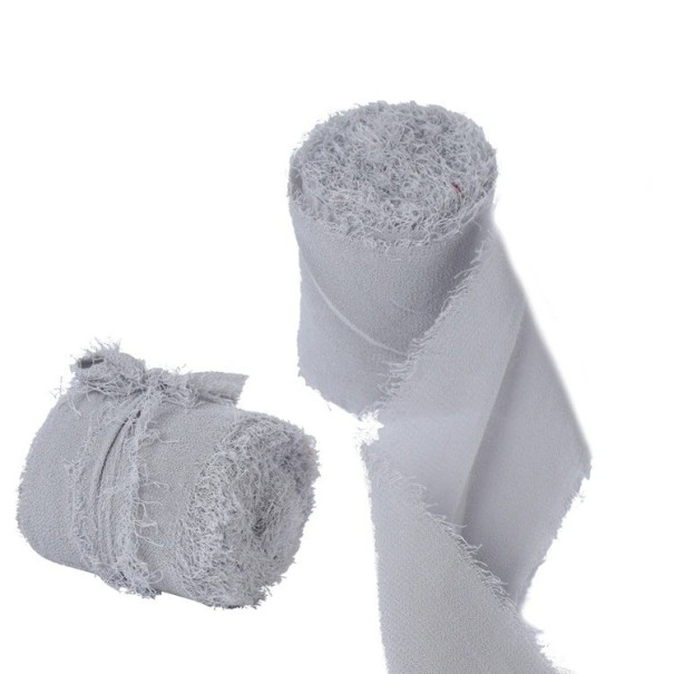 Nastro di Chiffon Sfilacciato 4 cm x 5 m Nastro per Matrimoni Decorazione Vintage Fai da Te Nastro di Tessuto Sottile Creazione Creativa grigio
