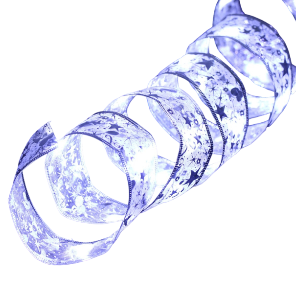 Nastro di Natale luminoso argento 5 m 50 LED bianco freddo