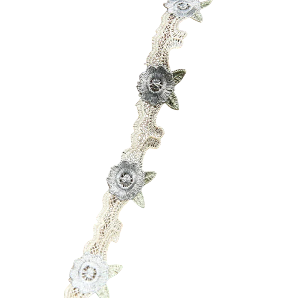 Nastro di pizzo ricamato con fiori 91 cm Nastro decorativo in pizzo floreale Nastro in pizzo in poliestere per cucire decorazioni per matrimoni blu