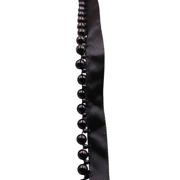 Nastro perlaceo in pizzo 1,5 cm x 91 cm Nastro decorativo con imitazione di perle Nastro decorativo in poliestere per cucire decorazioni nuziali e fai-da-te nero