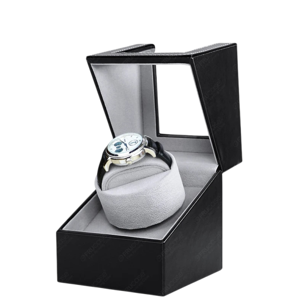 Natahovač hodinek FRUCASE pro automatické hodinky 2 režimy otáčení 12x13x16cm PU kůže dobíjecí pro domácí uložení černá